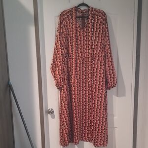 NWT Worthington Women's Geometric Print Long Sleeve Maxi Dress Size 3X